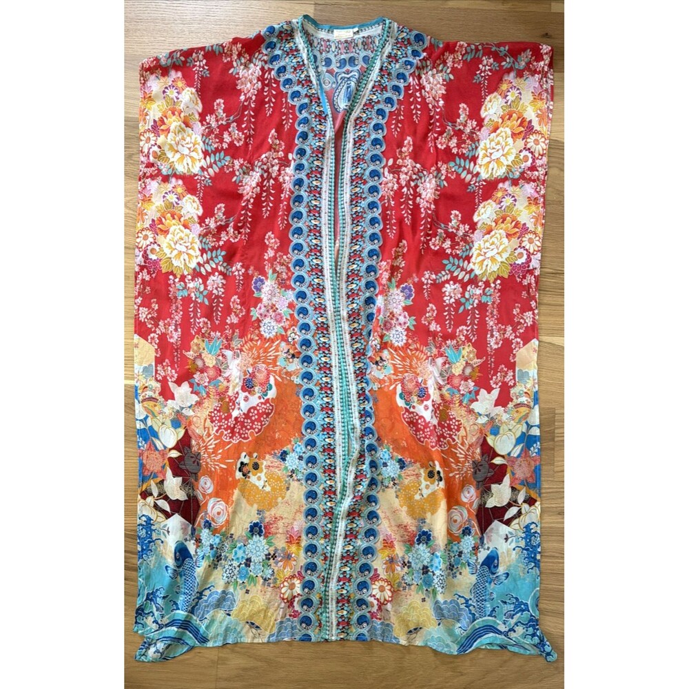 Blakeline Kimono Soulmates Floral M Crystal Embellishments Maxi Duster Boho $225